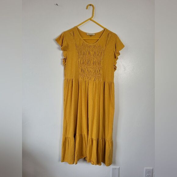 Downeast Maribel Dress Dandelion Yellow Bohemian Gypsy Peasant Modal Cotton XL - Picture 1 of 8